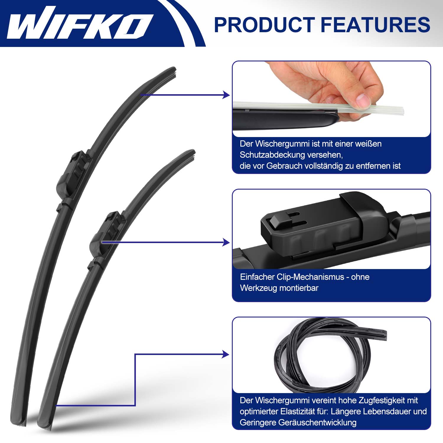 Windshield wiper blades for Audi A4 2009 2010 2011 2012 2013 2015 2016 2017 2018 2019 2020 2021 2022 2023 2024 2025 Front Replacement for all-season front wiper blades