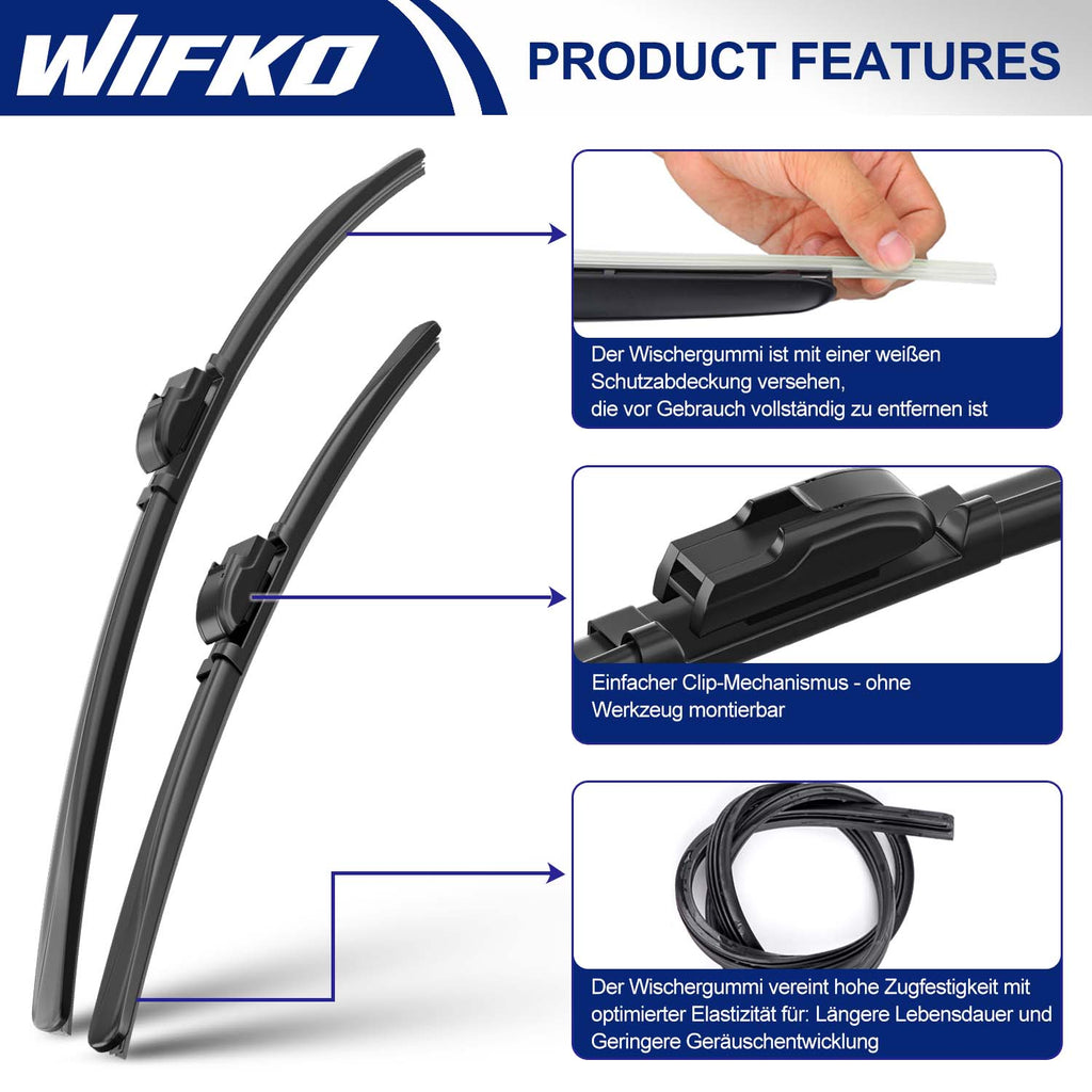 Wifko Windshield Wiper Blades for Honda CR-V 2017-2023, Front and Rear Replacement