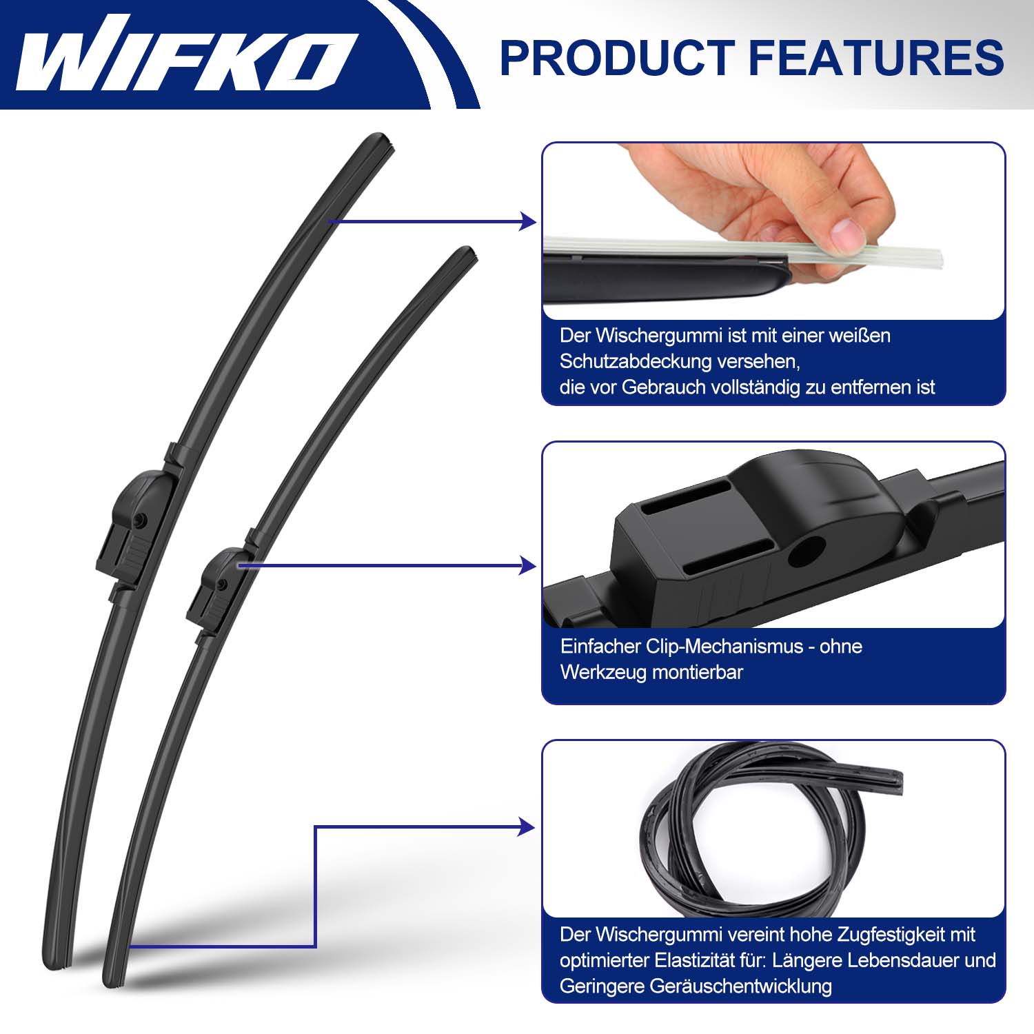 Wiper Blades for BMW 6 2011-2017, Front Pair, Easy Install