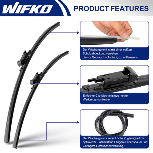 Windshield wiper blades for Audi A3 2004 2005 2006 2007 2008 2009 2010 2011 2012 2013 Front and Rear Replacement for all-season front wiper blades