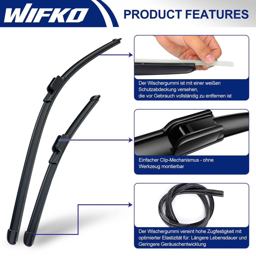 Wifko Windshield Wiper Blades for Honda Jazz 2021-2026, Front and Rear Replacement